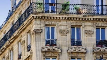 Façade of a Haussmann-style Paris apartment building